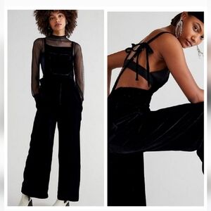Free People M Eva Velvet Overalls Jumpsuit
